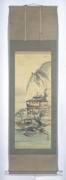 A man looks out the window at the moon, Kishi Ganku, 1800 - 1825, scroll painting China