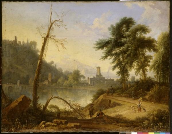 Italian Landscape with muleteer, Nicolaes Piemont, c. 1690 - in or before 1709