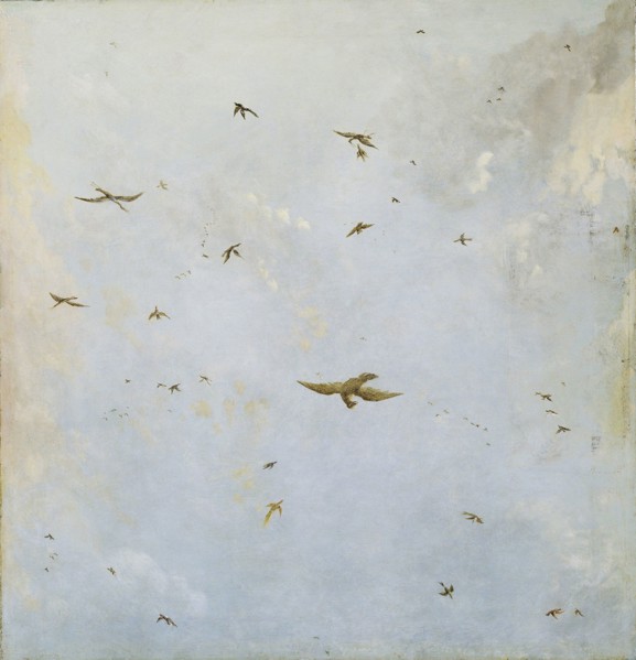 Dolls-house Ceiling-Painting of a Cloudy Sky with Birds, attributed to Nicolaes Piemont, c. 1690 -
