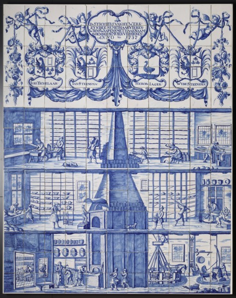 Tile panel with the tile and pottery factory in Bolsward, Anonymous, c. 1745 - c. 1765