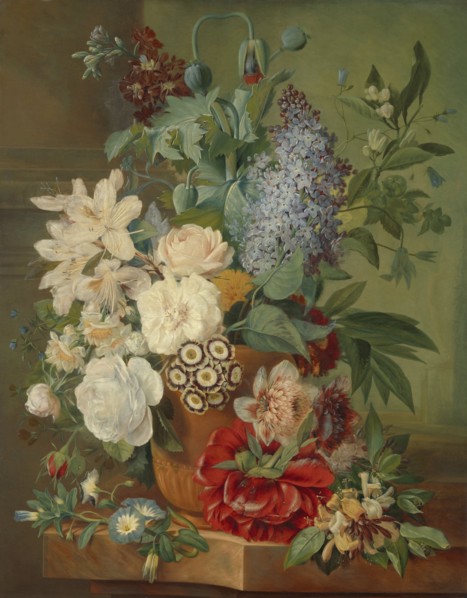 Flowers in a Terracotta Vase, Albertus Jonas Brandt, Eelke Jelles Eelkema, 1810 - 1824