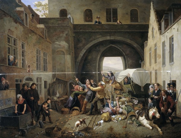 A Collision at the Halpoort in Brussels (Alcohol Smuggling), Belgium, Constantinus Fidelio Coene,