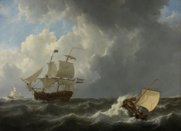 Ships on a Stormy Sea, Johannes Christiaan Schotel, 1826