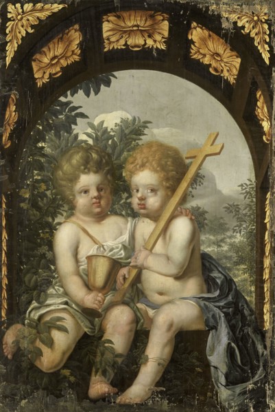 Christian Allegory with two Children with Cross and Chalice, Anonymous, 1650 - 1699