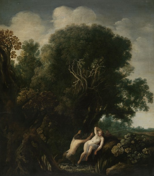 A Bathing Nymph Taken by Surprise by a Satyr, Moses van Uyttenbroeck, c. 1630 - 1635