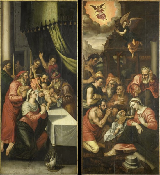 Two Altarpiece Wings with the Circumcision (left) and Adoration of the Shepherds (right). On the