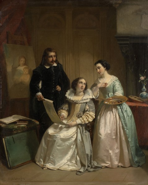 Gerard van Honthorst Shows Amalia van Solms the Drawings by his Pupil Louise of Bohemia, Hendrik