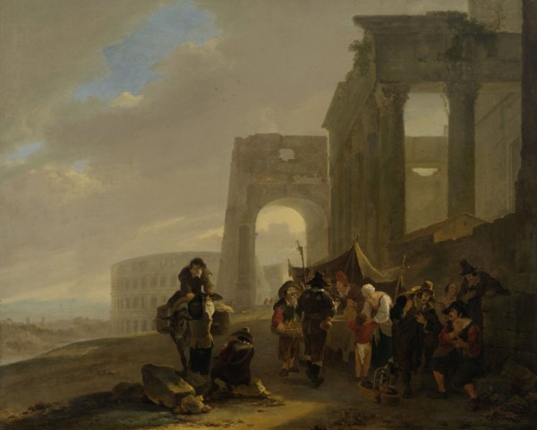 Roman Folk Life with a View of the Colosseum, Jan Both, 1640 - 1652