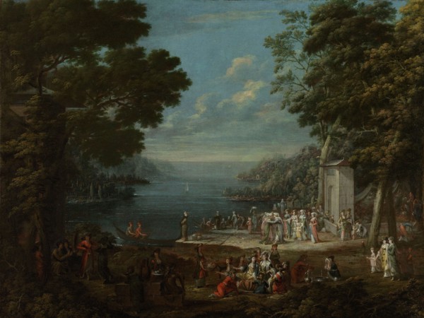 Ladies Outing at HÃ¼nkÃ¢r Iskelesi near Istanbul Turkey along the Bosporus, Jean Baptiste Vanmour,
