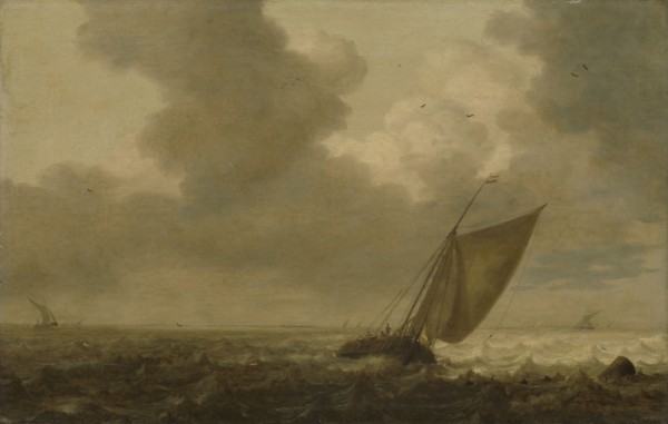 Fishing boat with the wind in the sails, Pieter Mulier (I), 1625 - 1640