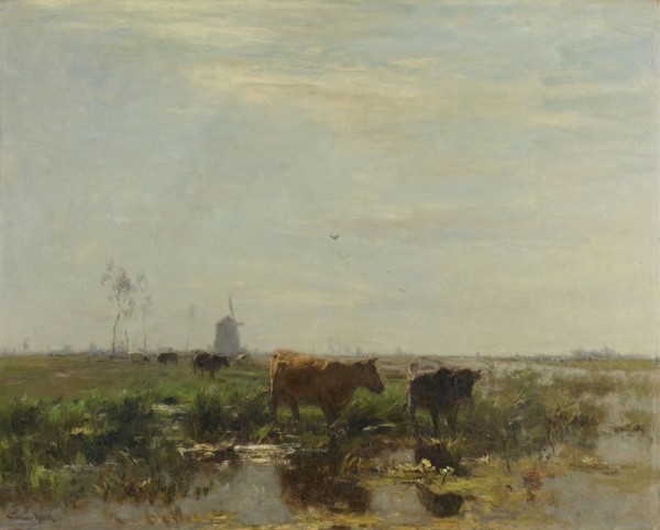 Meadow with Cows by the Water, Willem Maris, 1880 - 1904