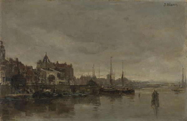The Schreierstoren with the bridge over the Gelderse kade Amsterdam, The Netherlands, Jacob Maris,