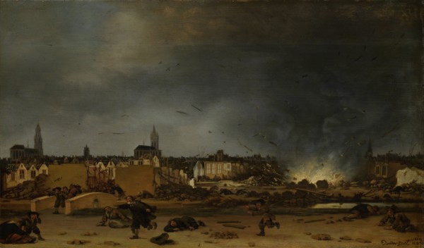 Blowing up the Powder Tower, Kruittoren, in Delft The Netherlands, October 12, 1654, Poel, Egbert