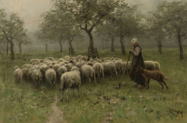 Shepherdess with a Flock of Sheep, Anton Mauve, c. 1870 - c. 1888