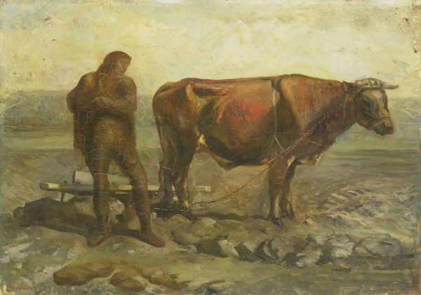 Ploughing farmer, Willem van Konijnenburg, 1890 - 1940