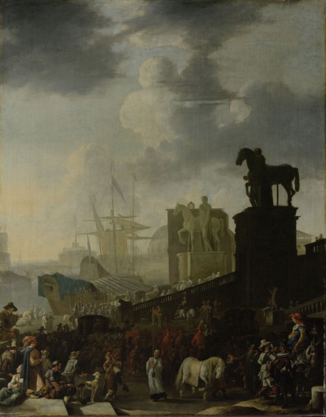 Entrance to the Capitol with the White Horse of the newly elected Pope, Johannes Lingelbach, 1650 -