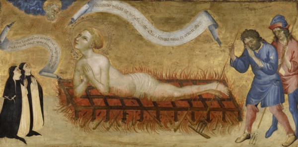 Martyrdom of Saint Lawrence, with Two Benedictine Nuns, Jacobello del Fiore, c. 1425