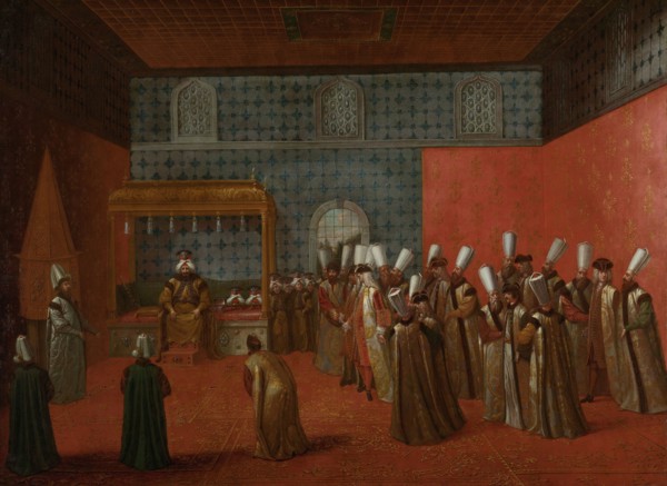 Ambassador Cornelis Calkoen at his Audience with Sultan Ahmed III, Jean Baptiste Vanmour, c. 1727 -