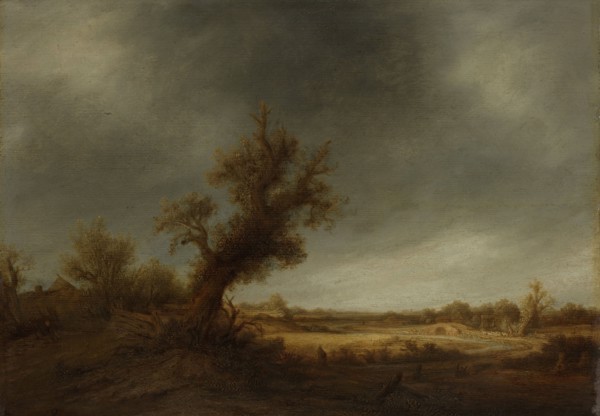 Landscape with an old oak, Adriaen van Ostade, 1640 - 1650