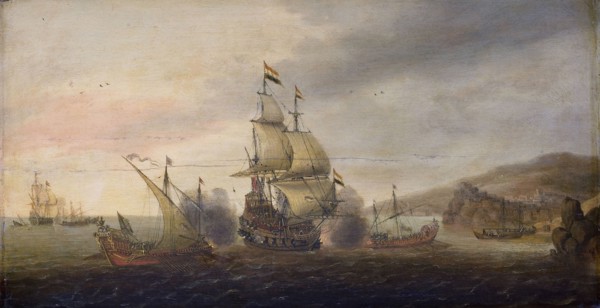 Naval Battle between Dutch Warships and Spanish Galleons, Cornelis Bol, c. 1633 - c. 1650