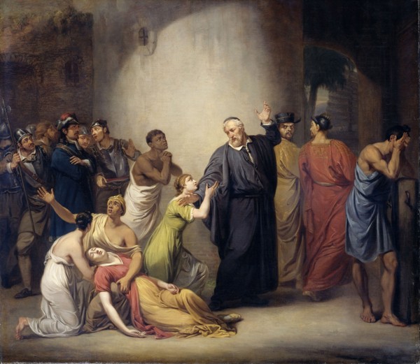 The Self-Sacrifice of Pastor Antonius Hambroek on Formosa, 1662, Jan Willem Pieneman, 1810