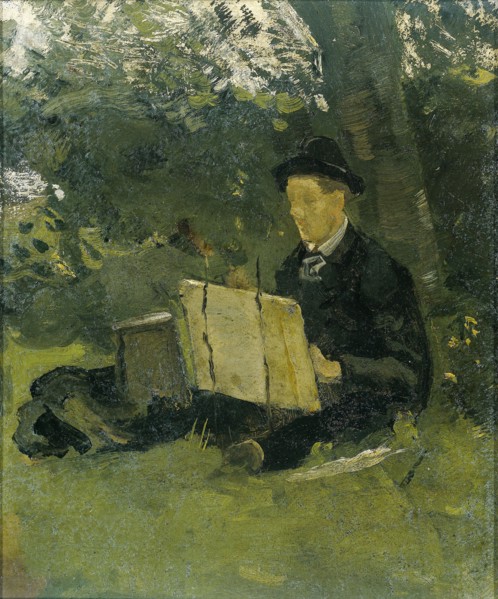 Jan Verkade, 1868-1946, painting under a tree 1891, Richard Roland Holst, 1891