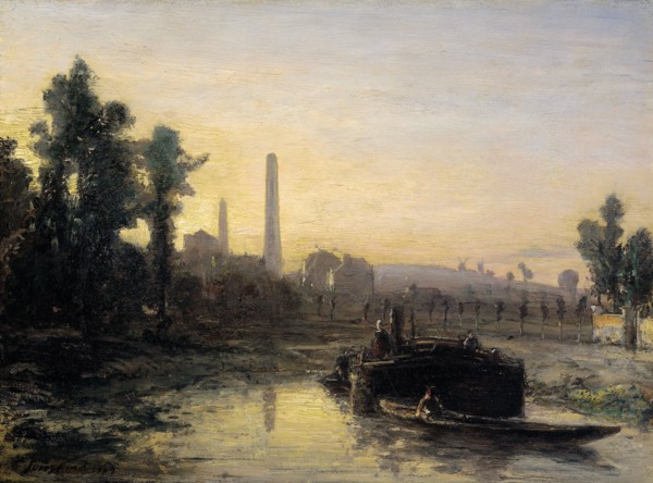 View of a River in France, possibly near Pontoise, Johan Barthold Jongkind, 1855