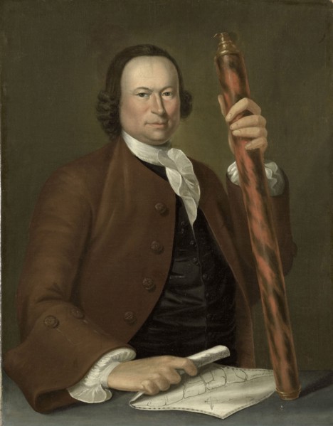 Portrait of an Officer at Sea with Coastal Map and Binoculars in his Hand, John Greenwood, 1760