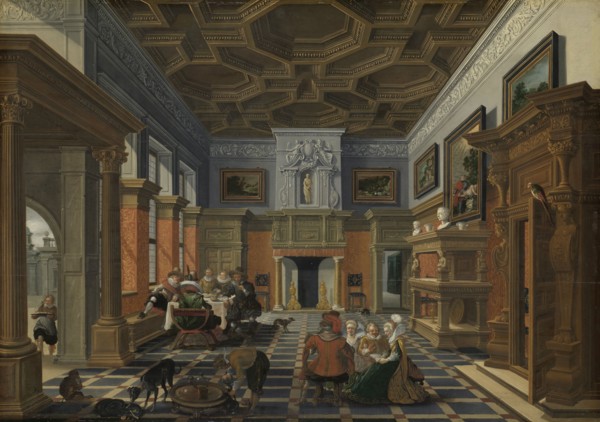 Interior with a Company, Bartholomeus van Bassen, Esaias van de Velde, 1622 - 1624