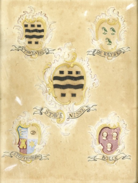 The coat of arms of Maria Magdalena Stavenisse, wife of Jacob de Witte, with the coat of arms of
