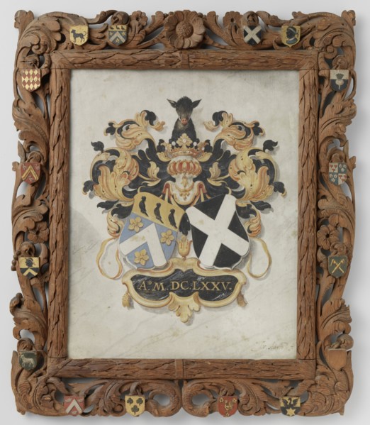 The alliance weapons of Jan Boudaen Courten en Anna Maria Hoeufft, great-grandparents of Jacob