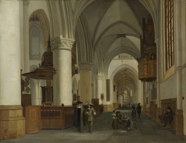 Interior of Church of St. Bavo, Grote Kerk in Haarlem, The Netherlands, Job Adriaensz Berckheyde,