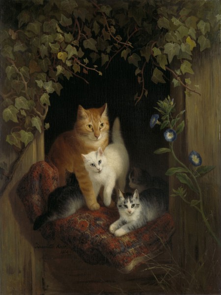 Cat with Kittens, HenriÃ«tte Ronner, 1844