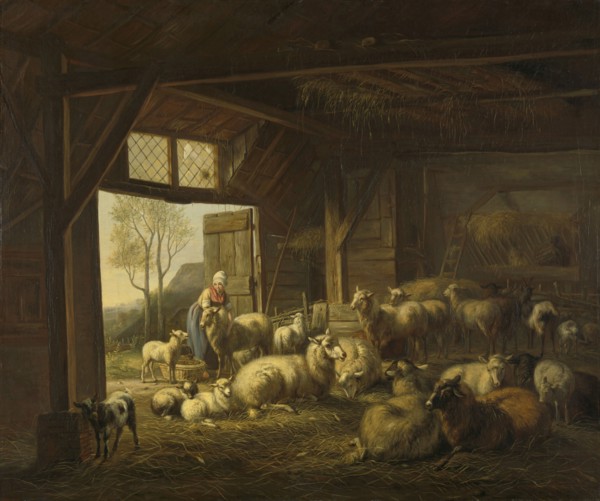Sheep and Goats in a Stable, Jan van Ravenswaay, 1821