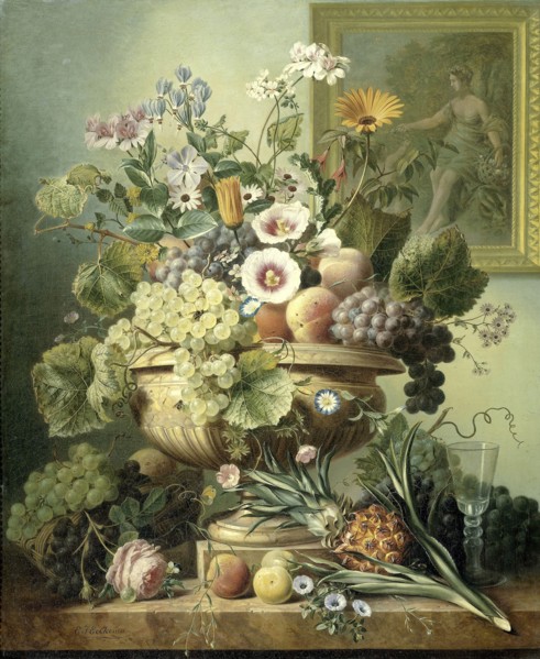 Still Life with Flowers and Fruit, Eelke Jelles Eelkema, 1815 - 1830