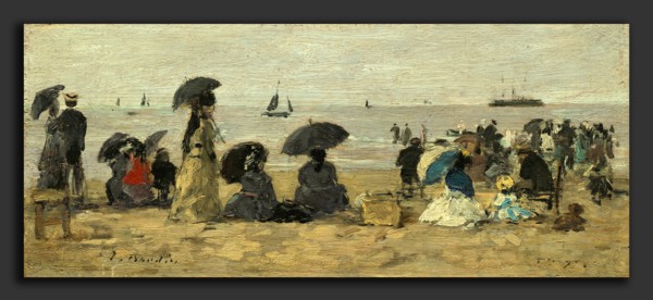 EugÃ¨ne Boudin (French, 1824 - 1898), The Beach, 1877, oil on wood
