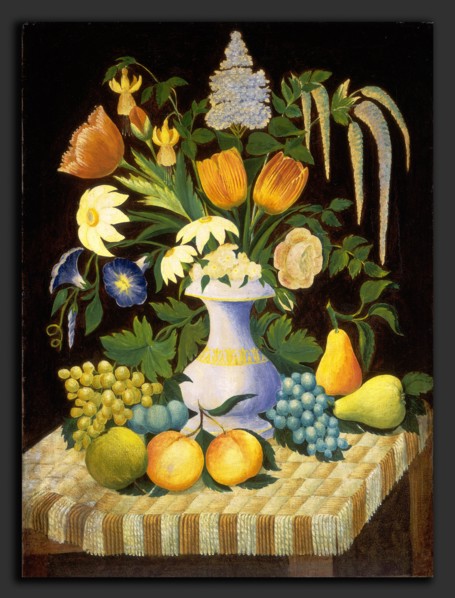 American 19th Century, Flowers and Fruit, c. 1870, oil on canvas