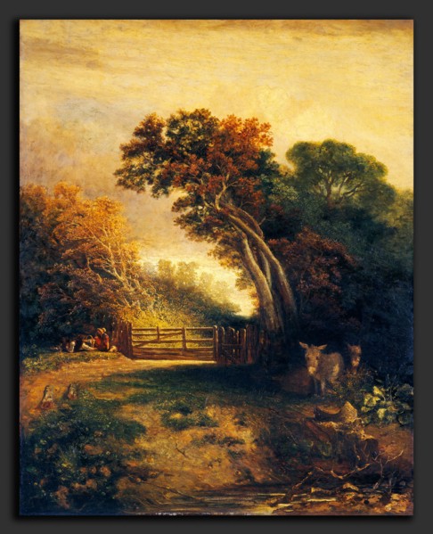 Attributed to Joseph Paul, Landscape with Picnickers and Donkeys by a Gate, British, 1804 - 1887, c
