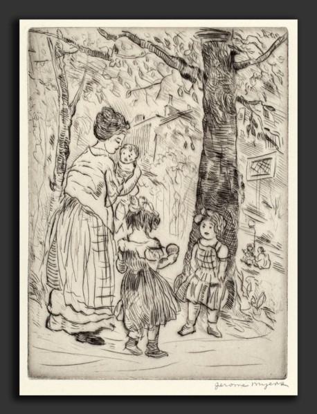 Jerome Myers, Springtime, American, 1867 - 1940, c. 1919, drypoint