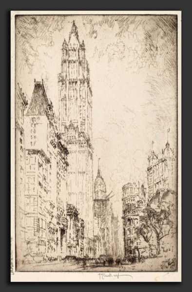 Joseph Pennell, The Woolworth Building, American, 1857 - 1926, 1915, etching