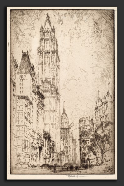 Joseph Pennell, The Woolworth Building, American, 1857 - 1926, 1915, etching