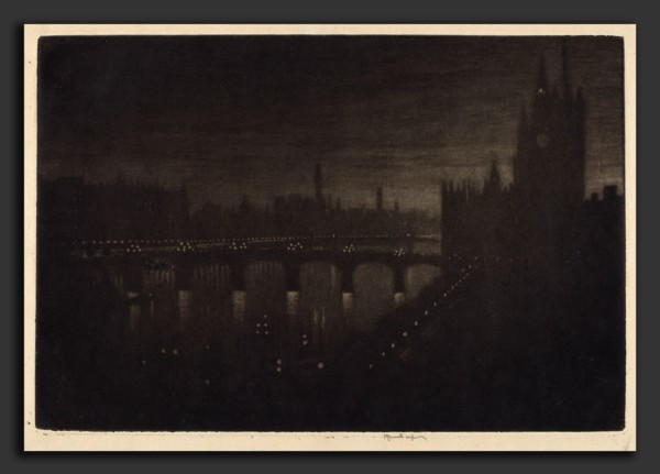 Joseph Pennell, Westminster, Evening, American, 1857 - 1926, 1909, mezzotint