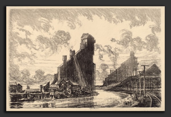 Joseph Pennell, Coal Breaker on the River, American, 1857 - 1926, 1910, lithograph