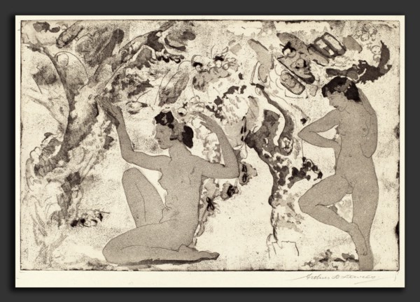Arthur B. Davies, Angled Beauty, American, 1862 - 1928, 1918, softground etching and aquatint in