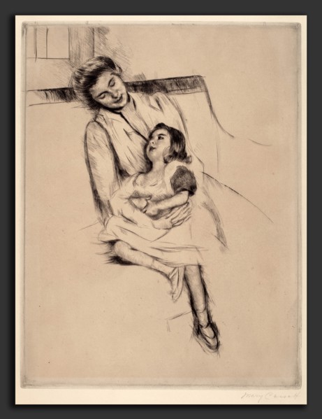Mary Cassatt, Reine and Margot Seated on a Sofa (No. 2), American, 1844 - 1926, c. 1902, drypoint