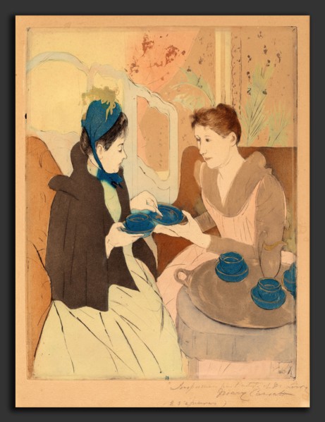 Mary Cassatt, Afternoon Tea Party, American, 1844 - 1926, 1890-1891, drypoint and aquatint with