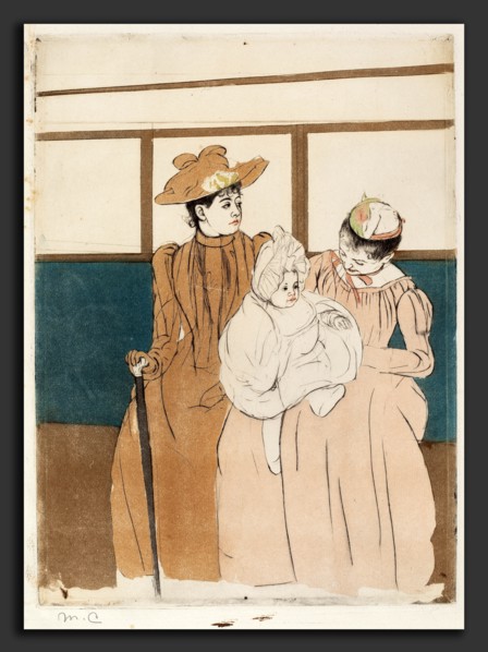 Mary Cassatt, In the Omnibus, American, 1844 - 1926, c. 1891, soft-ground etching, drypoint, and