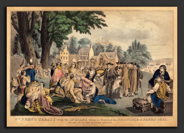 Currier and Ives (publishers), William Penn's Treaty with the Indians, 1857 - 1907, hand-colored