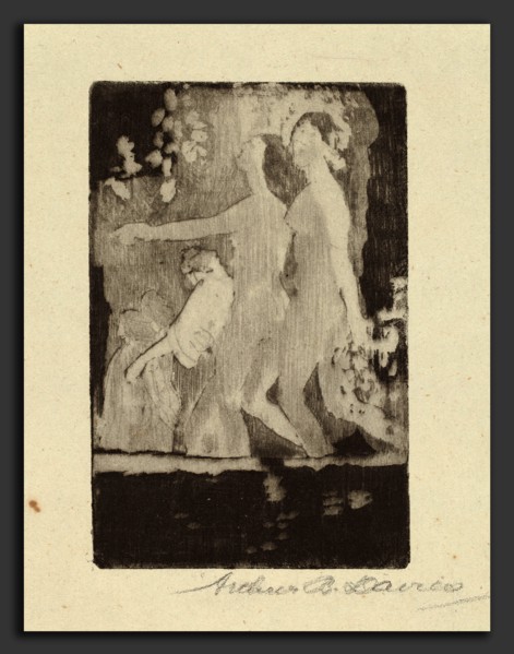 Arthur B. Davies, Nocturne, American, 1862 - 1928, 1918-1919, softground etching in black on green