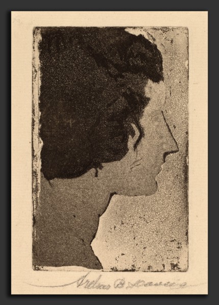 Arthur B. Davies, Profile, American, 1862 - 1928, 1919, softground etching with aquatint in black
